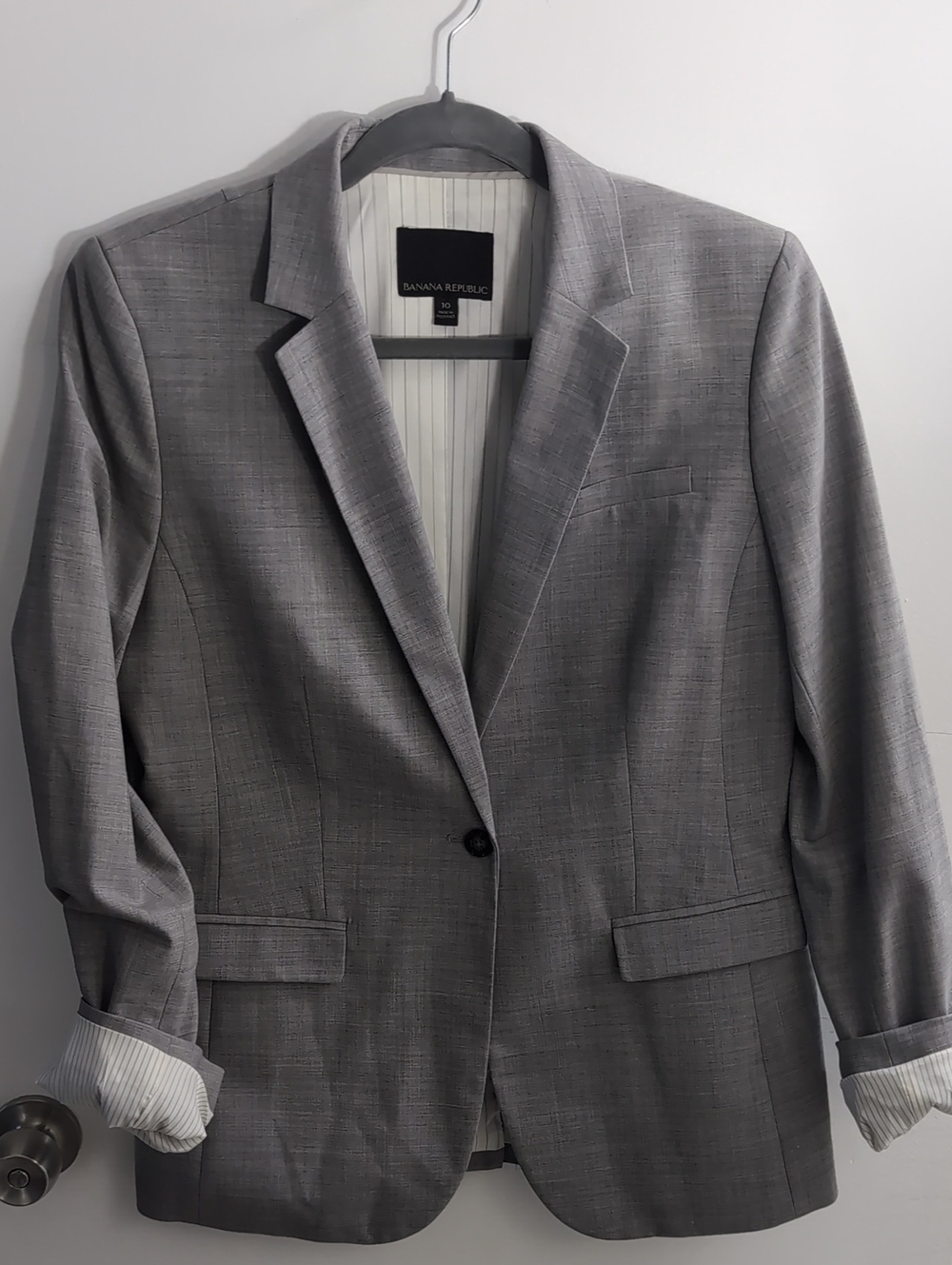 Banana Republic Light Gray Women's Single-Button Blazer